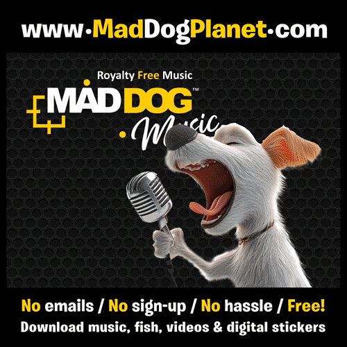 Free music, fish, stickers at MadDogPlanet.com
